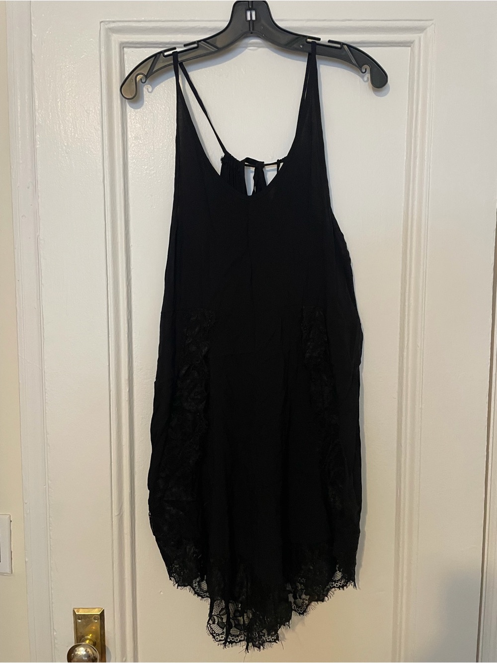 Black, lace accent slip dress